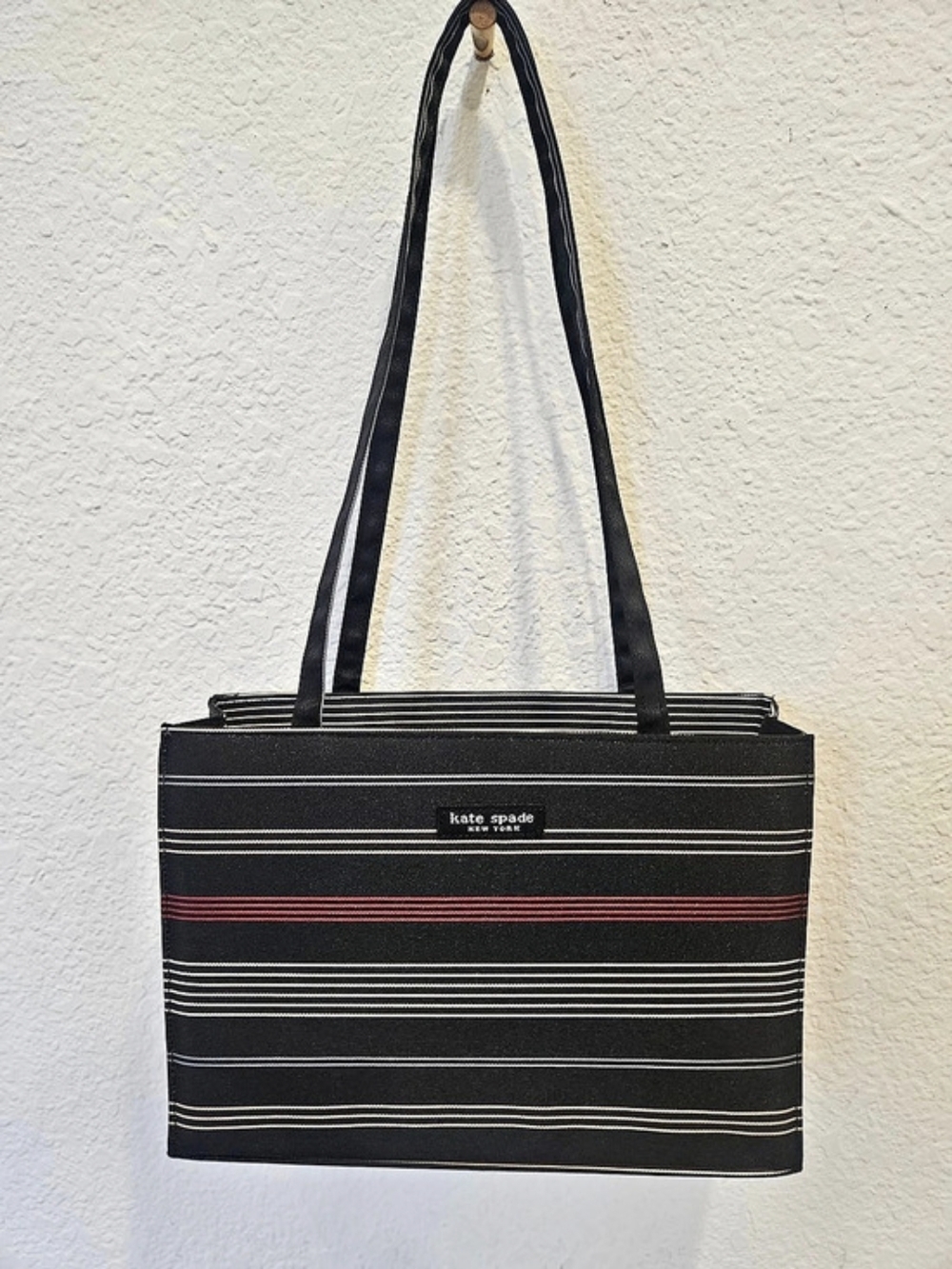 kate spade new york Striped Tote in Black & Red
